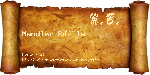 Mandler Béla névjegykártya